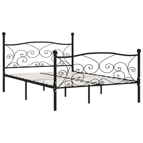 vidaXL Bed Frame without Mattress with Slatted Base Black Metal 140x200 cm