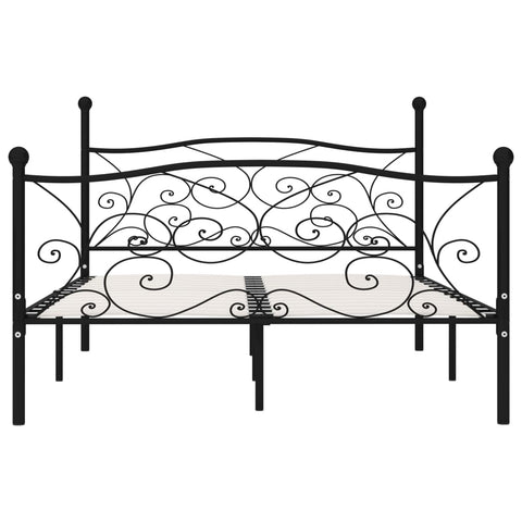 vidaXL Bed Frame without Mattress with Slatted Base Black Metal 140x200 cm