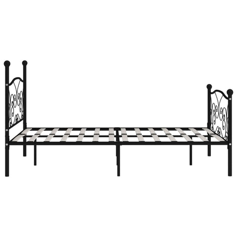 vidaXL Bed Frame without Mattress with Slatted Base Black Metal 160x200 cm