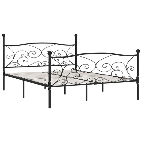 vidaXL Bed Frame without Mattress with Slatted Base Black Metal 180x200 cm Super King