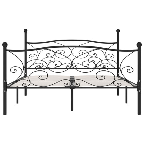 vidaXL Bed Frame without Mattress with Slatted Base Black Metal 180x200 cm Super King