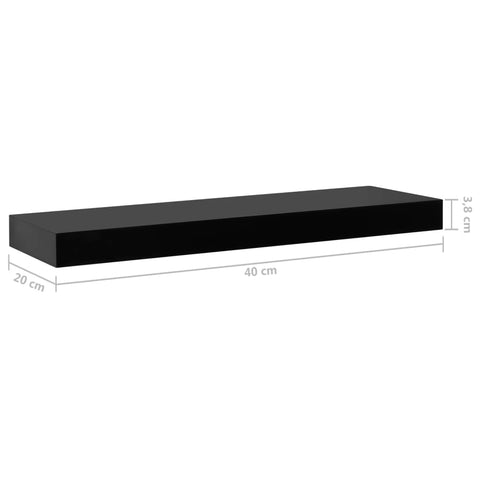 vidaXL Floating Wall Shelves 2 pcs Black 40x20x3.8 cm