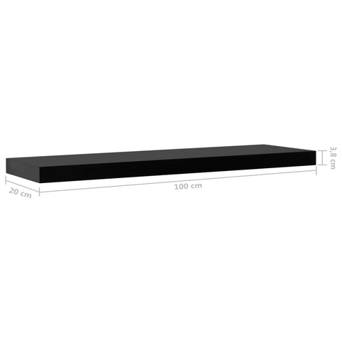 vidaXL Floating Wall Shelves 2 pcs Black 100x20x3.8 cm