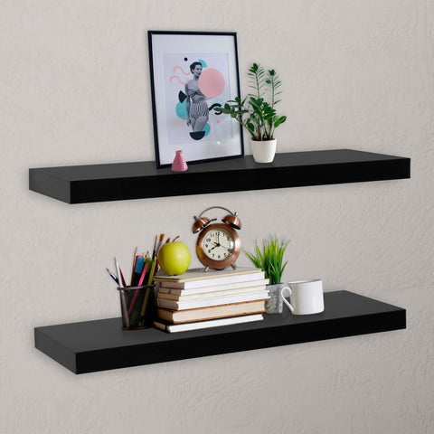 vidaXL Floating Wall Shelves 2 pcs Black 100x20x3.8 cm