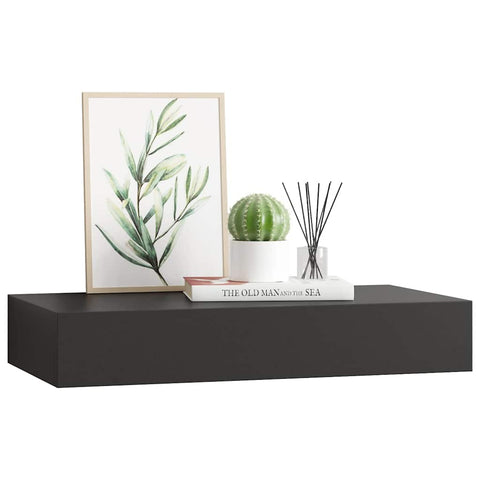 vidaXL Floating Wall Shelf with Drawer Black 48x25x8 cm