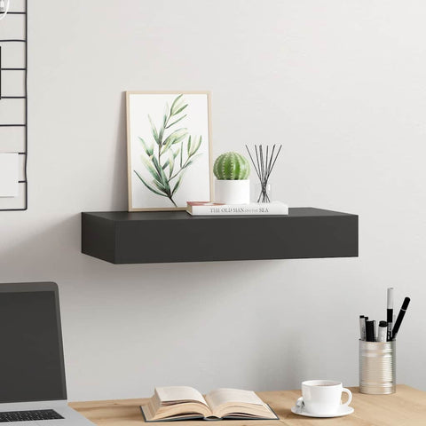 vidaXL Floating Wall Shelf with Drawer Black 48x25x8 cm