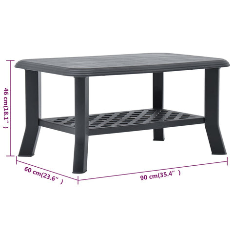 vidaXL Coffee Table Anthracite 90x60x46 cm Plastic