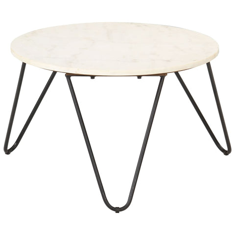 vidaXL Coffee Table White 65x65x42 cm Real Stone with Marble Texture