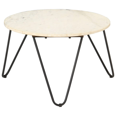 vidaXL Coffee Table White 65x65x42 cm Real Stone with Marble Texture