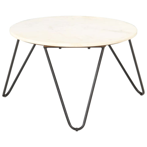 vidaXL Coffee Table White 65x65x42 cm Real Stone with Marble Texture