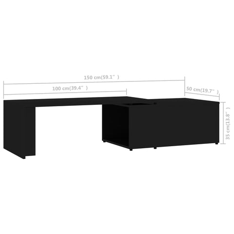 vidaXL Coffee Table Black 150x50x35 cm Engineered Wood