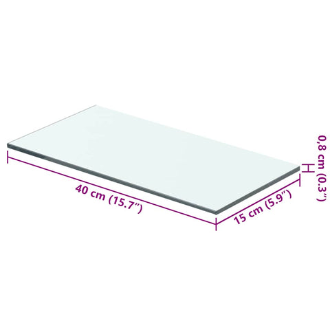 vidaXL Shelves 2 pcs Panel Glass Clear 40x15 cm