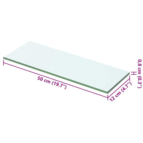 vidaXL Shelves 2 pcs Panel Glass Clear 50x12 cm