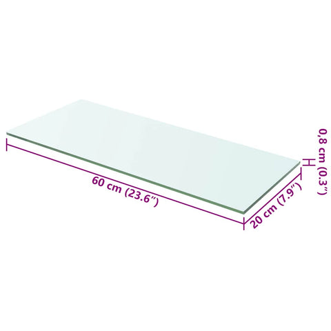 vidaXL Shelves 2 pcs Panel Glass Clear 60x20 cm