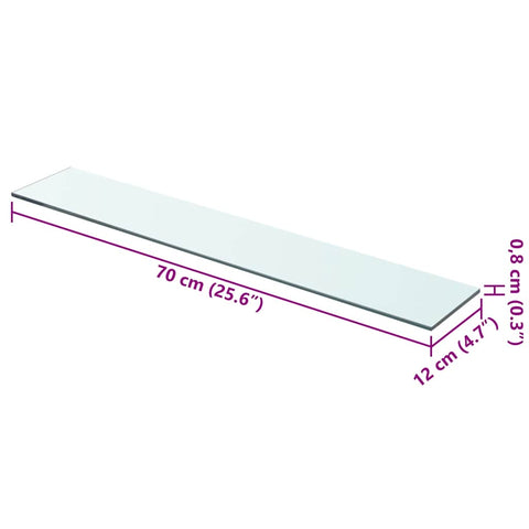 vidaXL Shelves 2 pcs Panel Glass Clear 70x12 cm
