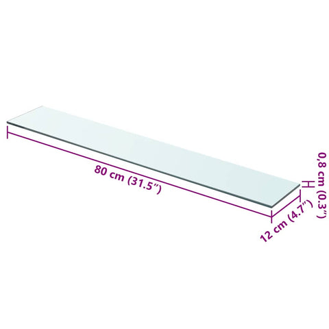 vidaXL Shelves 2 pcs Panel Glass Clear 80x12 cm