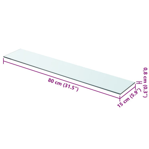 vidaXL Shelves 2 pcs Panel Glass Clear 80x15 cm