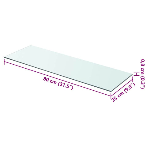 vidaXL Shelves 2 pcs Panel Glass Clear 80x25 cm