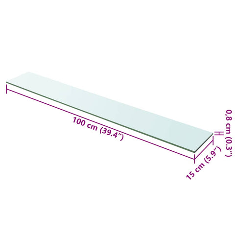 vidaXL Shelves 2 pcs Panel Glass Clear 100x15 cm