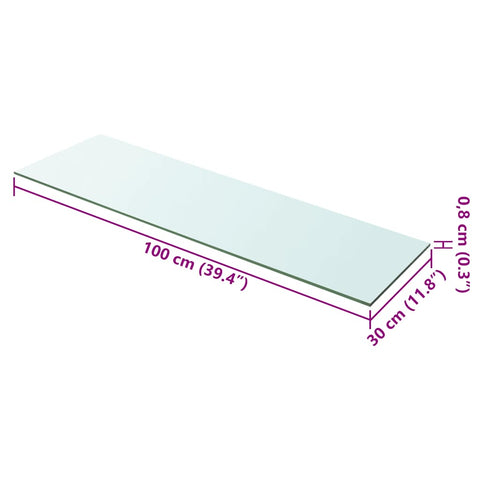 vidaXL Shelves 2 pcs Panel Glass Clear 100x30 cm