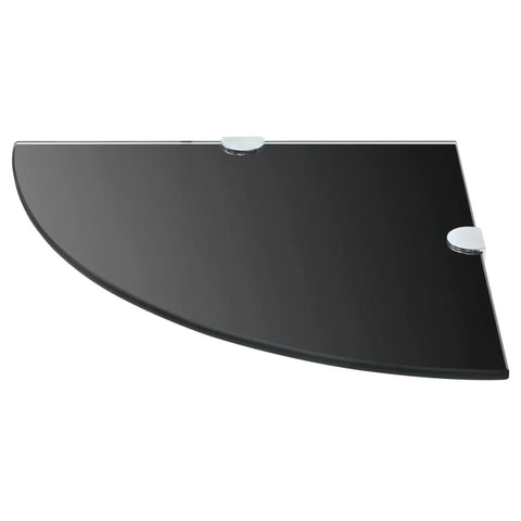 vidaXL Corner Shelves 2 pcs with Chrome Supports Glass Black 35x35 cm