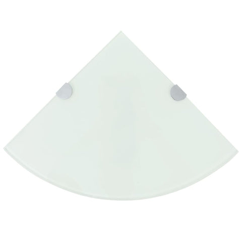vidaXL Corner Shelves 2 pcs with Chrome Supports Glass White 35x35 cm