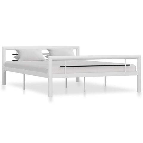 vidaXL Bed Frame without Mattress White and Black Metal 160x200 cm