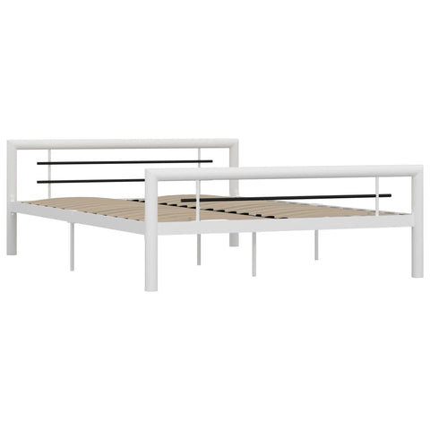 vidaXL Bed Frame without Mattress White and Black Metal 160x200 cm