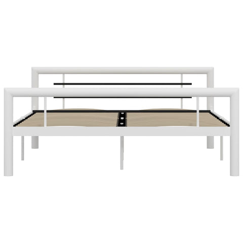 vidaXL Bed Frame without Mattress White and Black Metal 160x200 cm