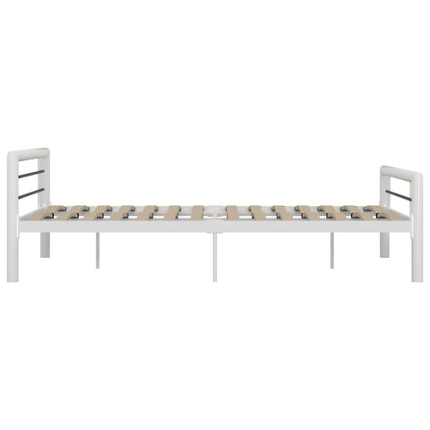 vidaXL Bed Frame without Mattress White and Black Metal 160x200 cm