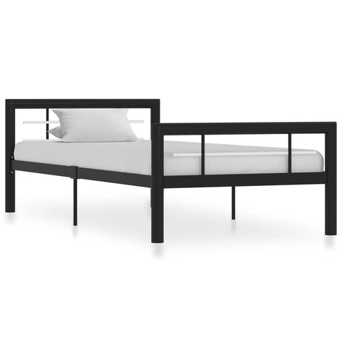 vidaXL Bed Frame without Mattress Black and White Metal 90x200 cm