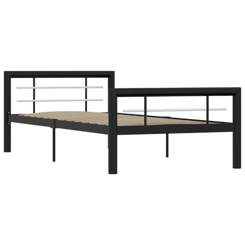 vidaXL Bed Frame without Mattress Black and White Metal 90x200 cm