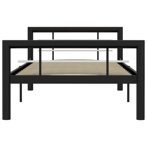 vidaXL Bed Frame without Mattress Black and White Metal 90x200 cm