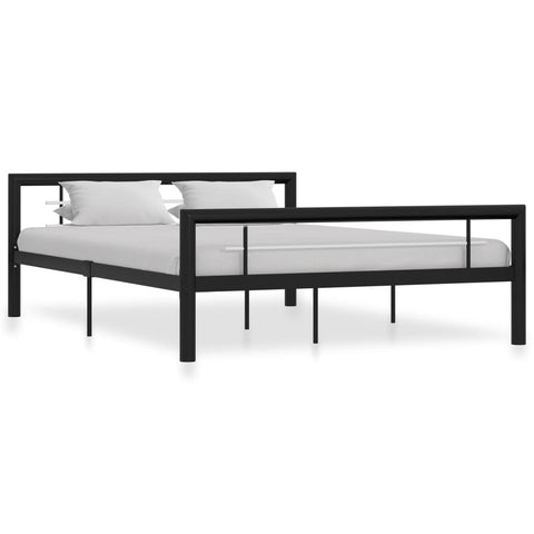 vidaXL Bed Frame without Mattress Black and White Metal 140x200 cm