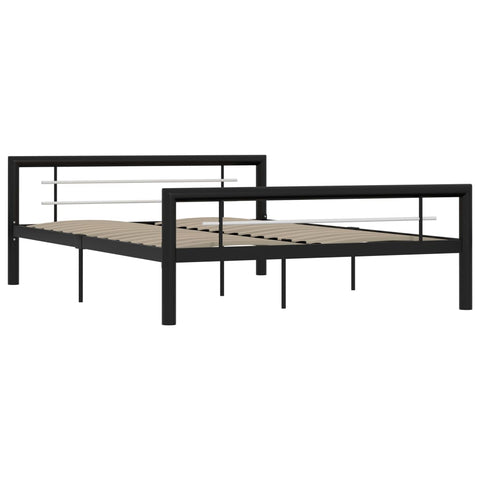 vidaXL Bed Frame without Mattress Black and White Metal 140x200 cm