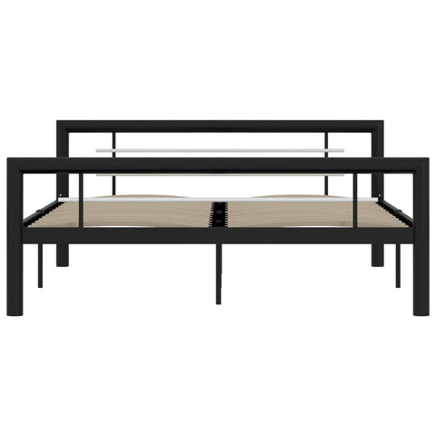 vidaXL Bed Frame without Mattress Black and White Metal 140x200 cm