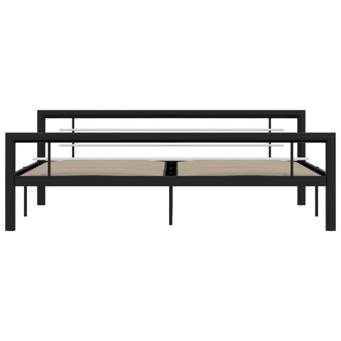 vidaXL Bed Frame without Mattress Black and White Metal 180x200 cm Super King