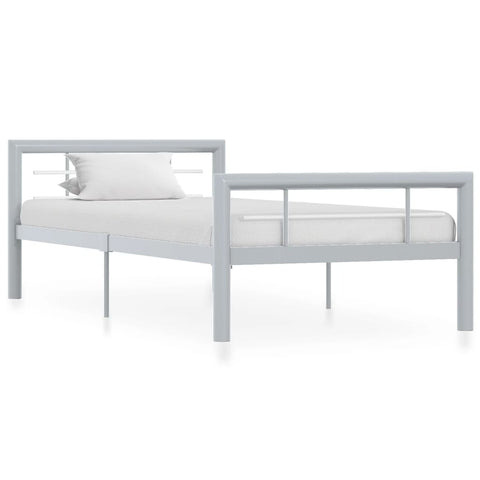 vidaXL Bed Frame without Mattress Grey and White Metal 100x200 cm