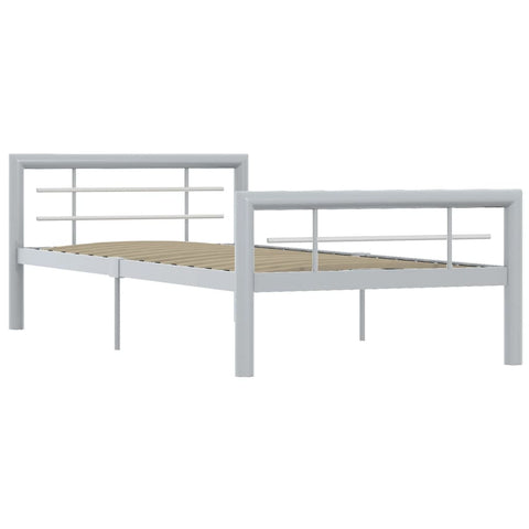 vidaXL Bed Frame without Mattress Grey and White Metal 100x200 cm