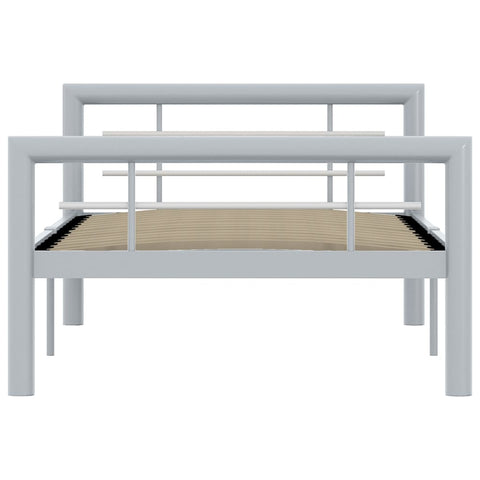 vidaXL Bed Frame without Mattress Grey and White Metal 100x200 cm