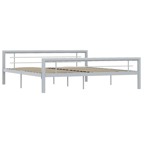 vidaXL Bed Frame without Mattress Grey and White Metal 180x200 cm Super King