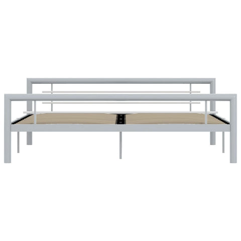 vidaXL Bed Frame without Mattress Grey and White Metal 180x200 cm Super King