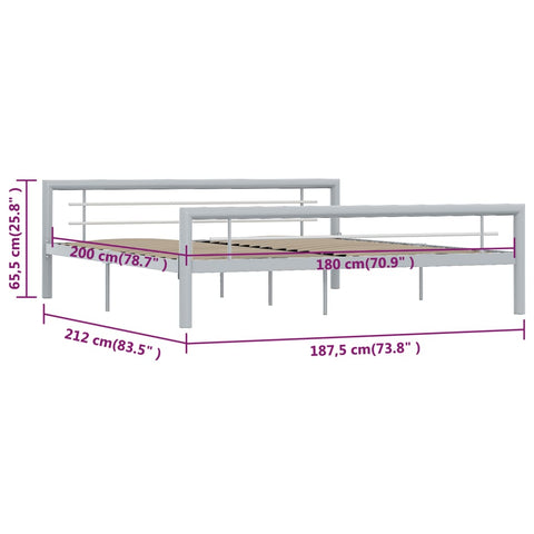 vidaXL Bed Frame without Mattress Grey and White Metal 180x200 cm Super King