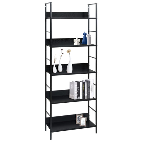 vidaXL 5-Layer Book Shelf Black 60x27.6x158.5 cm Engineered Wood