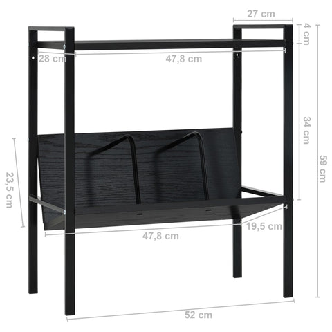 vidaXL 2-Layer Book Shelf Black 52x28x59 cm Engineered Wood