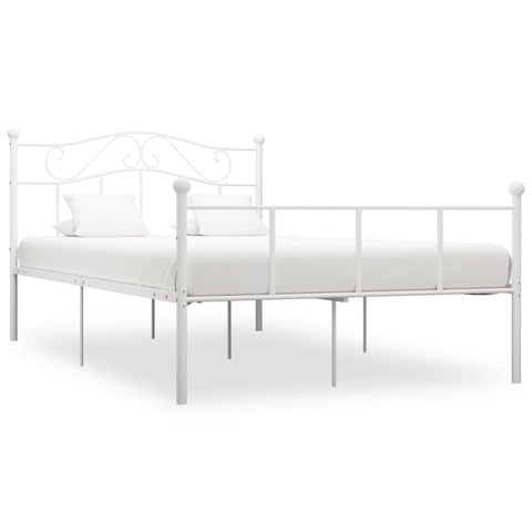vidaXL Bed Frame without Mattress with Headboard White 160x200 cm Metal