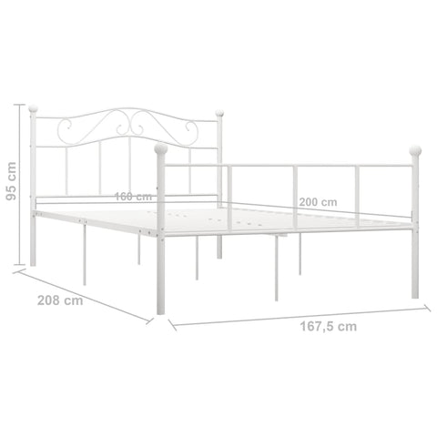 vidaXL Bed Frame without Mattress with Headboard White 160x200 cm Metal
