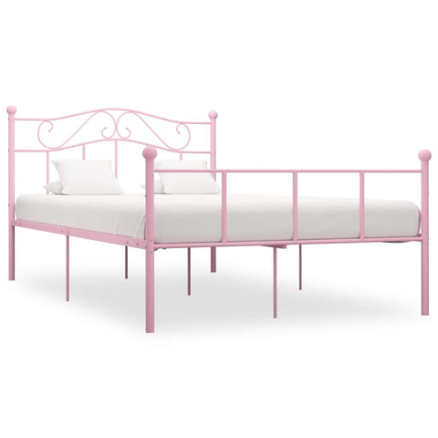 284541 vidaXL Bed Frame without Mattress Pink Metal 160x200 cm