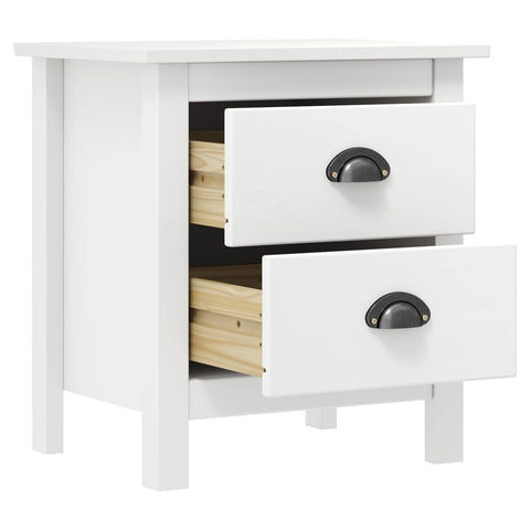 vidaXL Bedside Cabinet Hill 2 pcs White 46x35x49.5 cm Solid Pine Wood