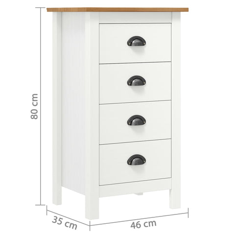 vidaXL Sideboard Hill White 46x35x80 cm Solid Pine Wood